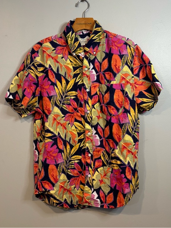 J. Crew Other - J Crew Linen Short-Sleeve Button-Up Shirt Floral Tropical Medium